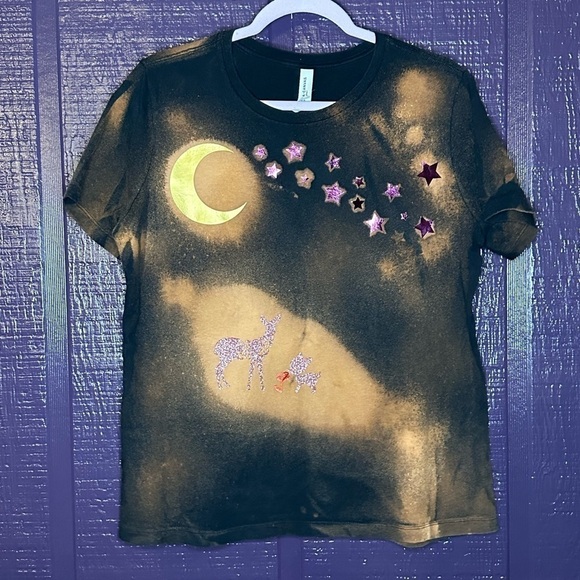 Bleach up cycle deer moon star tee shirt large - Picture 1 of 5